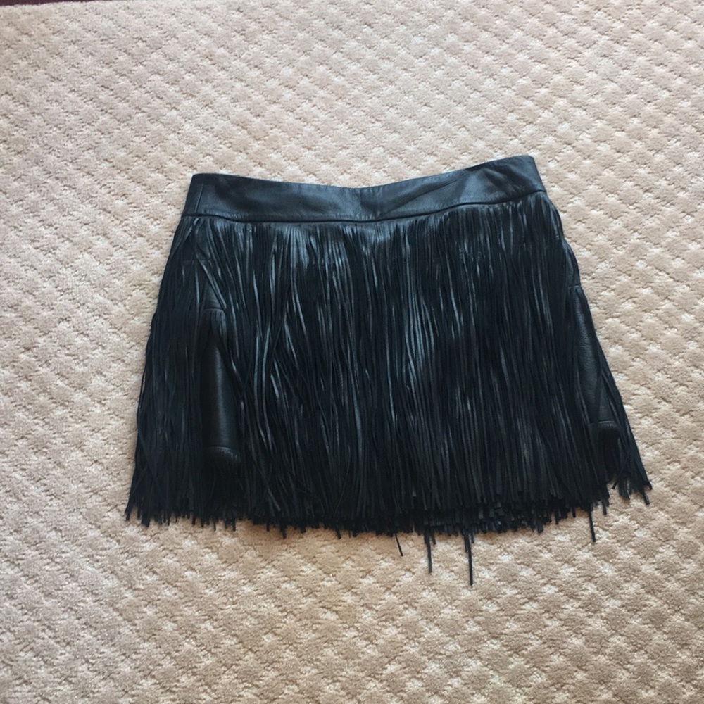 Ralph Lauren Leather Fringe Skirt